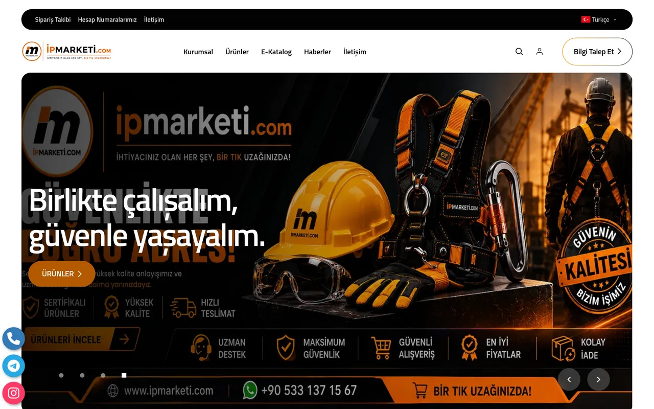 İp Marketi web sitesi önizlemesi — İş Güvenliği E-ticaret